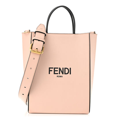 Fendi Vitello Fluffy Logo Small Shopping Bag Rosa Quarzo Black 1 of 12