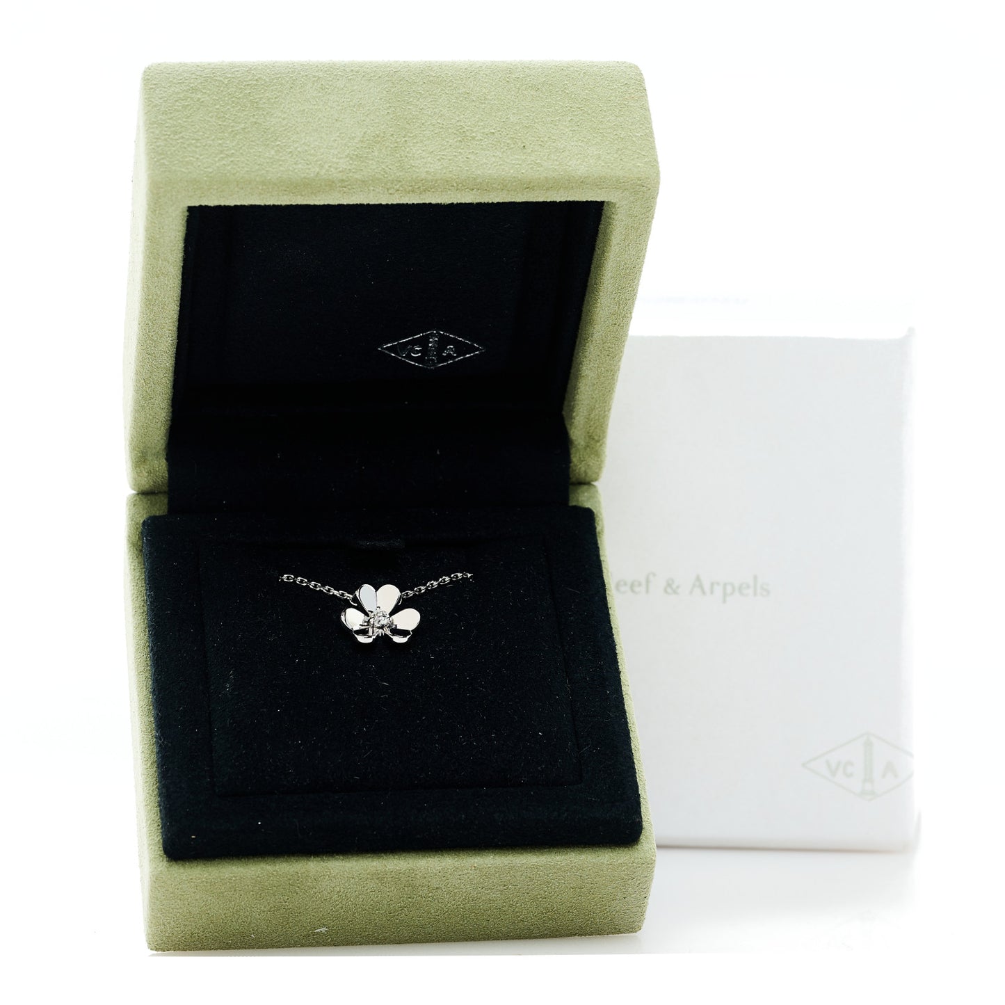 18K White Gold Diamond Mini Frivole Pendant Necklace