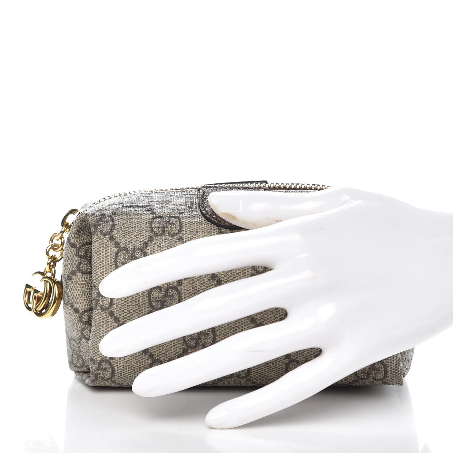 Soft GG Supreme Monogram Calfskin Small Ophidia Cosmetic Case Beige Ebony New Acero