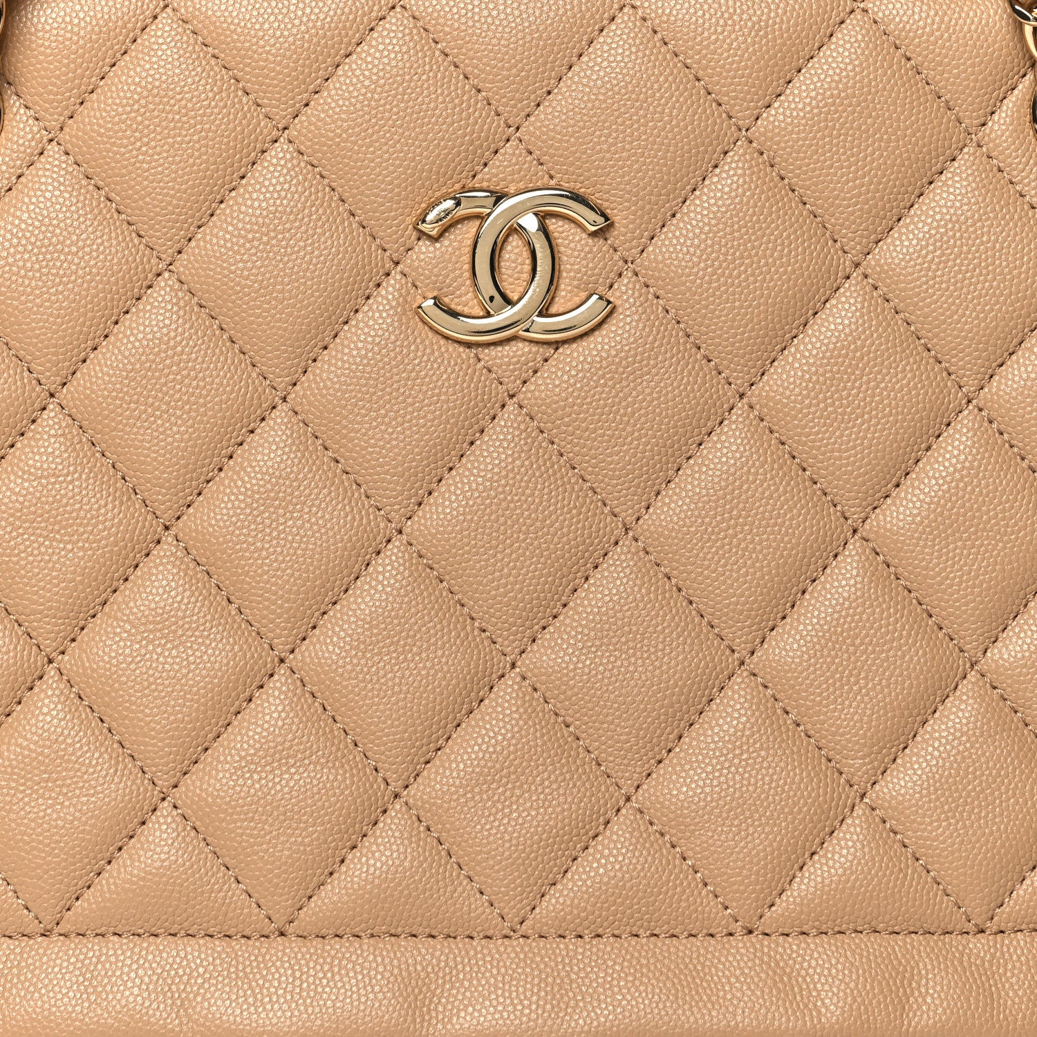 Chanel Caviar Quilted Rolled Up Tote Beige 8 of 10