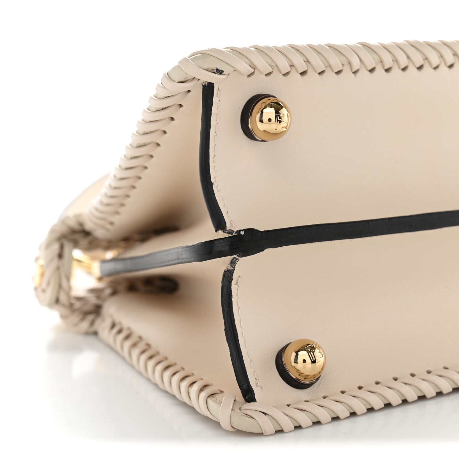 Fendi Vitello King Shiny Nappa Intreccio Petite Peekaboo I SEE U Satchel  Camelia 9 of 10