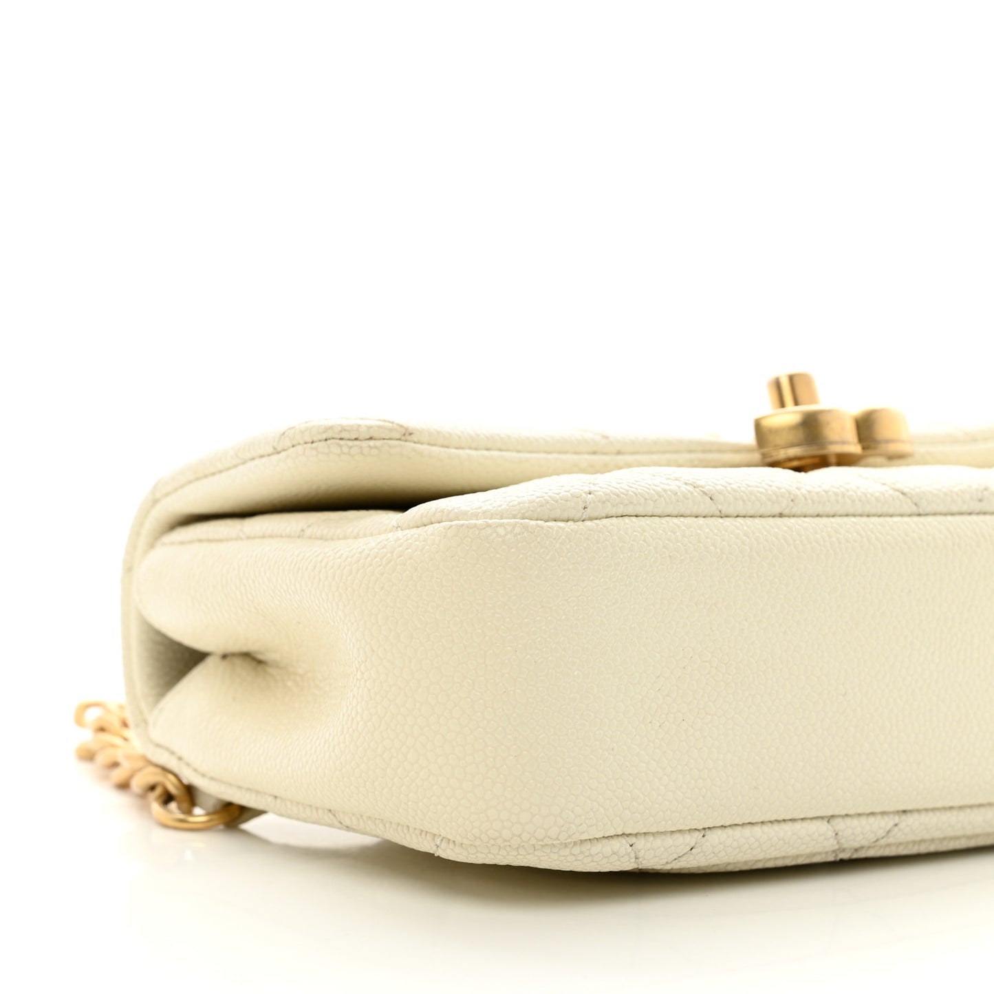 Caviar Quilted Chain Melody Waist Belt Bag White