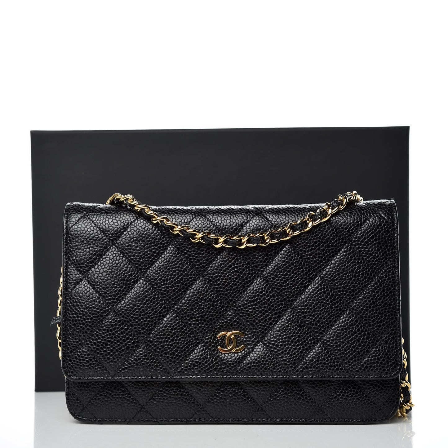 Caviar Quilted Wallet On Chain WOC Black