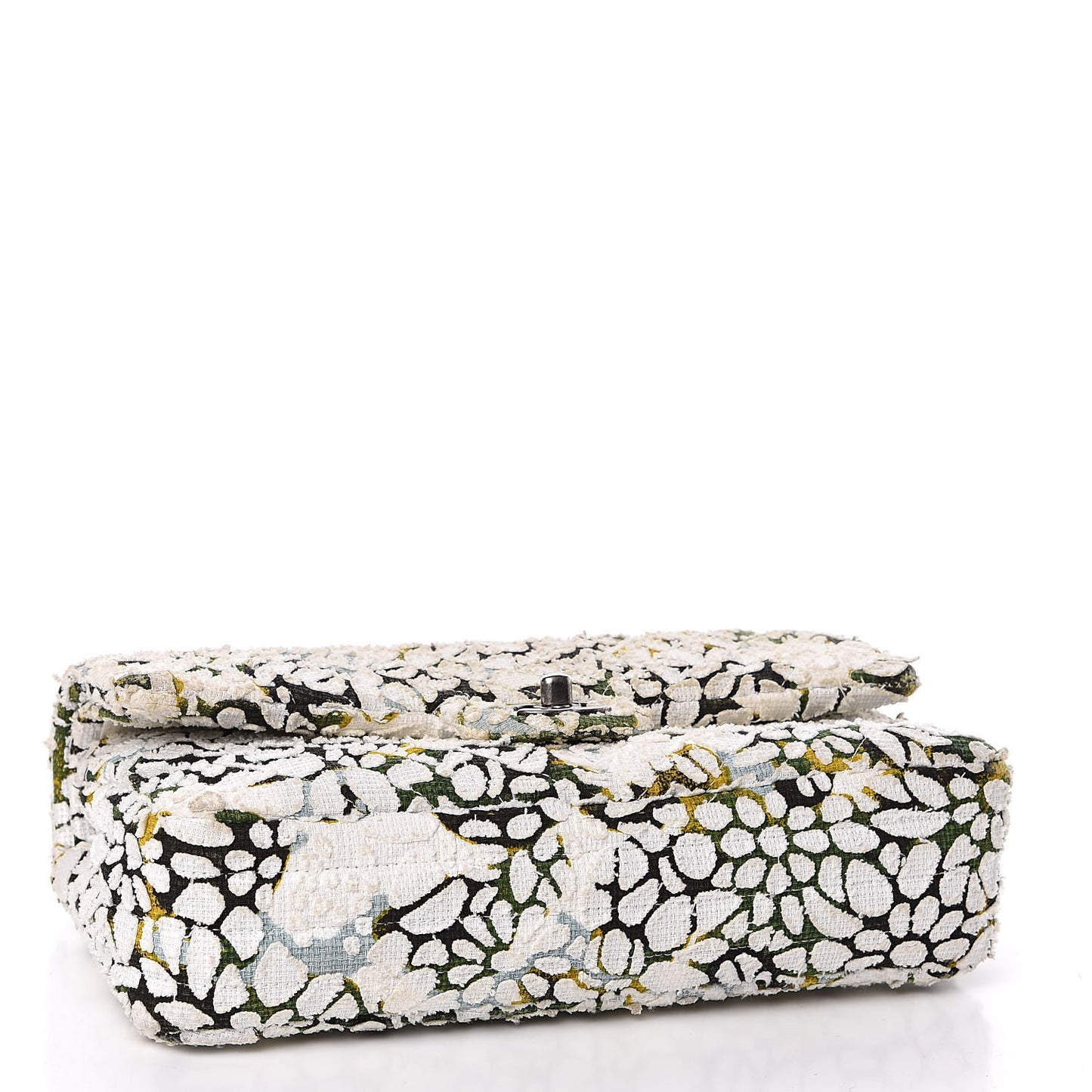 Tweed Quilted Medium Floral Double Flap White
