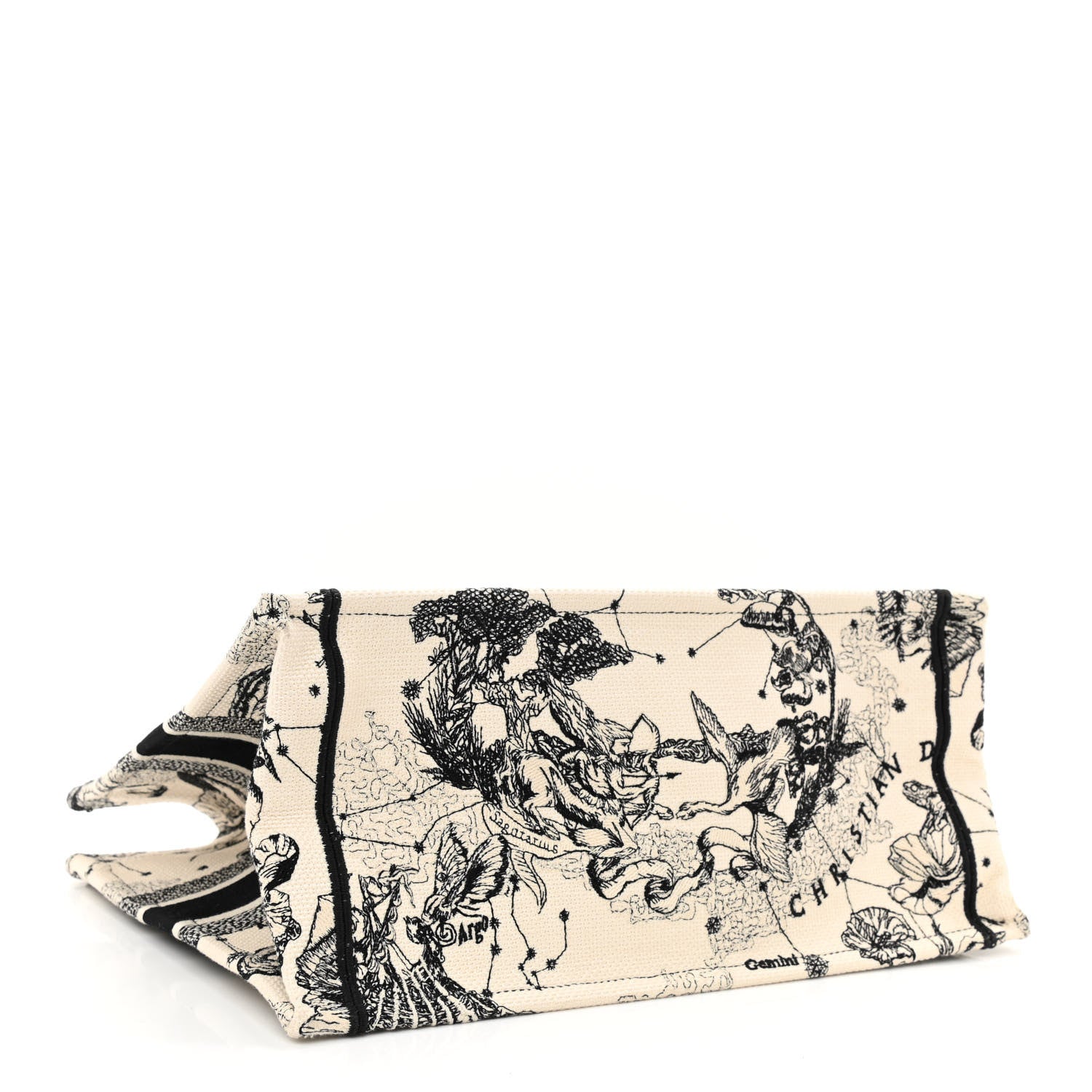Christian Dior Canvas Zodiac Toile De Jouy Embroidered Medium Book Tote Latte 4 of 9