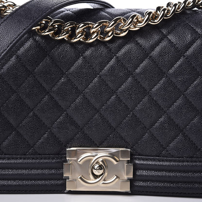 Chanel Caviar Quilted Medium Boy Flap Dark Blue 9 of 10
