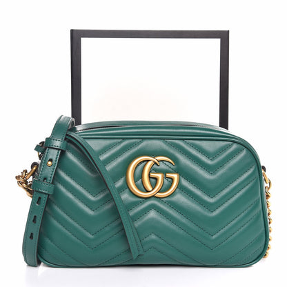 Gucci Calfskin Matelasse Small GG Marmont Chain Shoulder Bag Emerald Green 8 of 8
