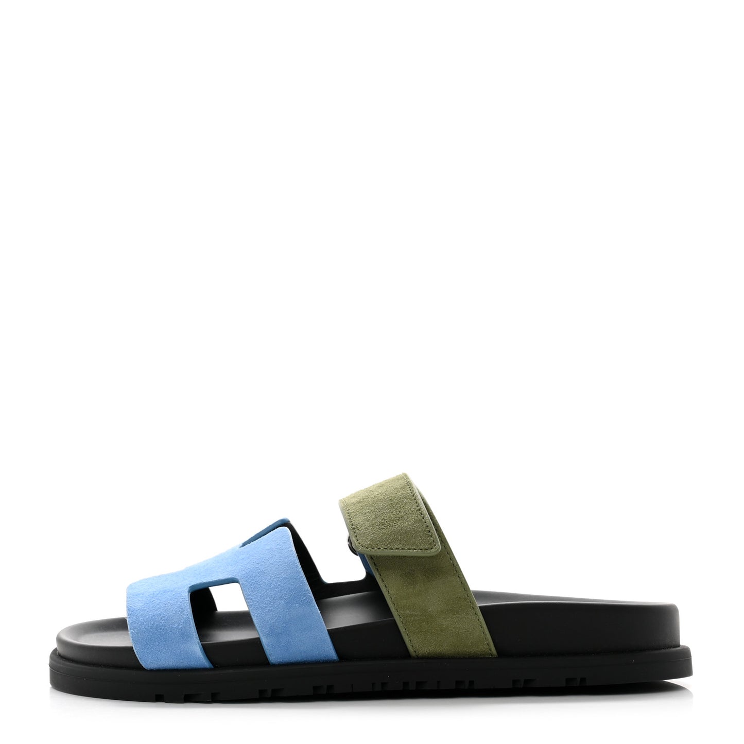 Suede Goatskin Womens Chypre Sandals 37 Bleu Cameo Vert