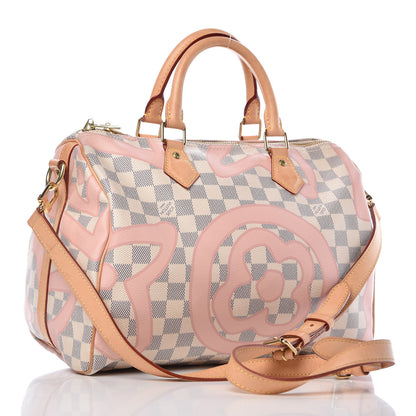 Louis Vuitton Damier Azur Tahitienne Speedy Bandouliere 30 Rose Ballerine 4 of 26