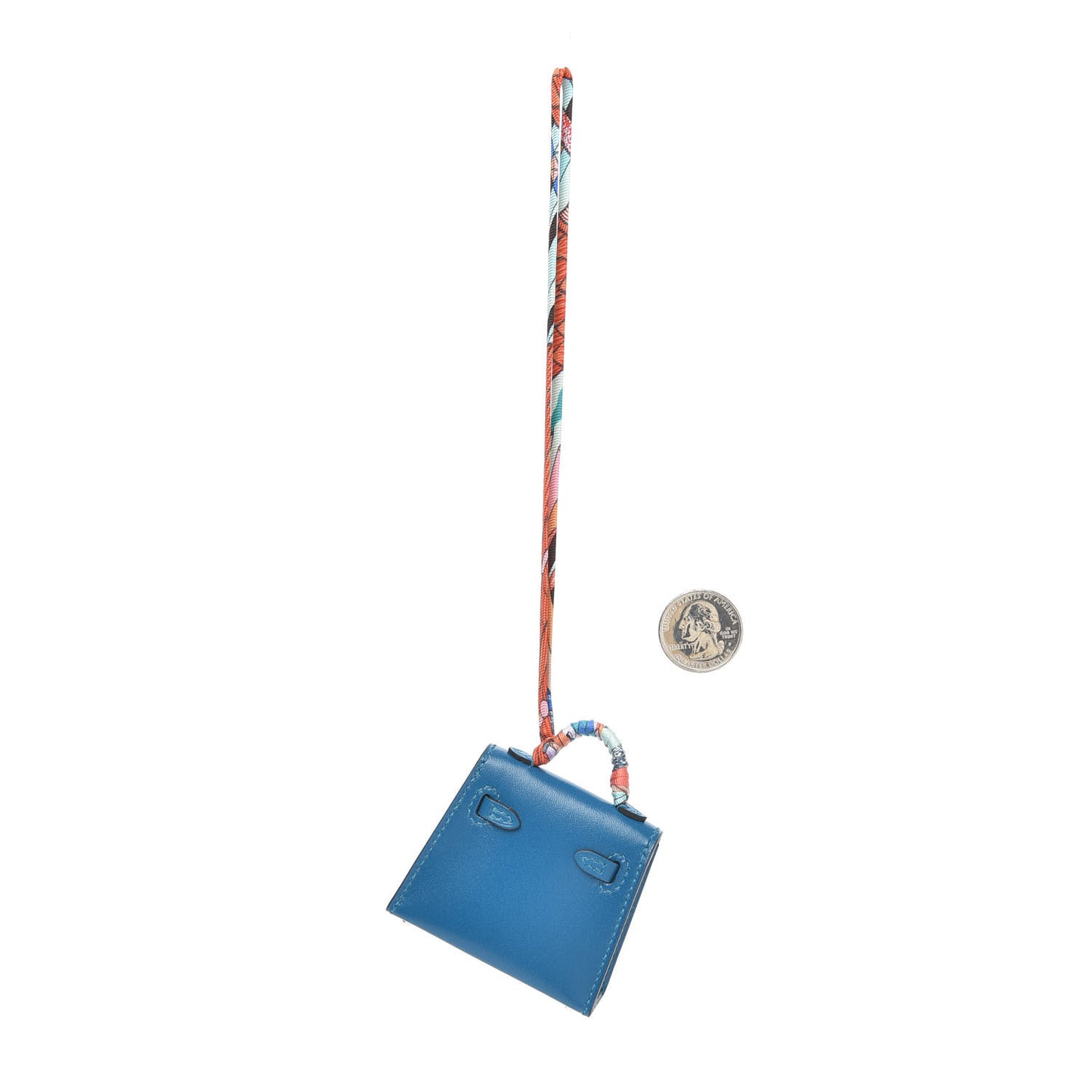 Tadelakt Mini Kelly Twilly Bag Charm Bleu Izimir