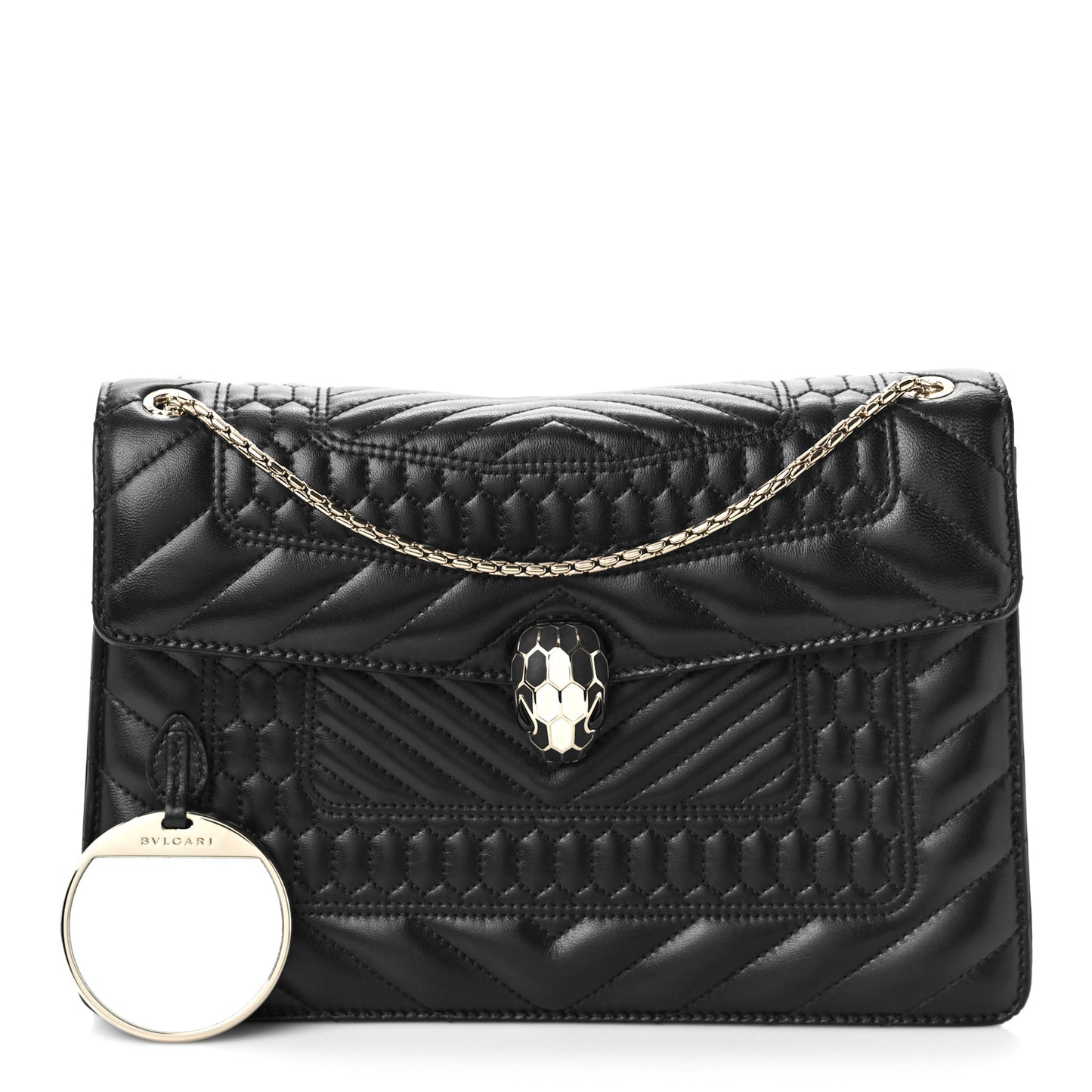 Calfskin Quilted Serpenti Forever Shoulder Bag Black
