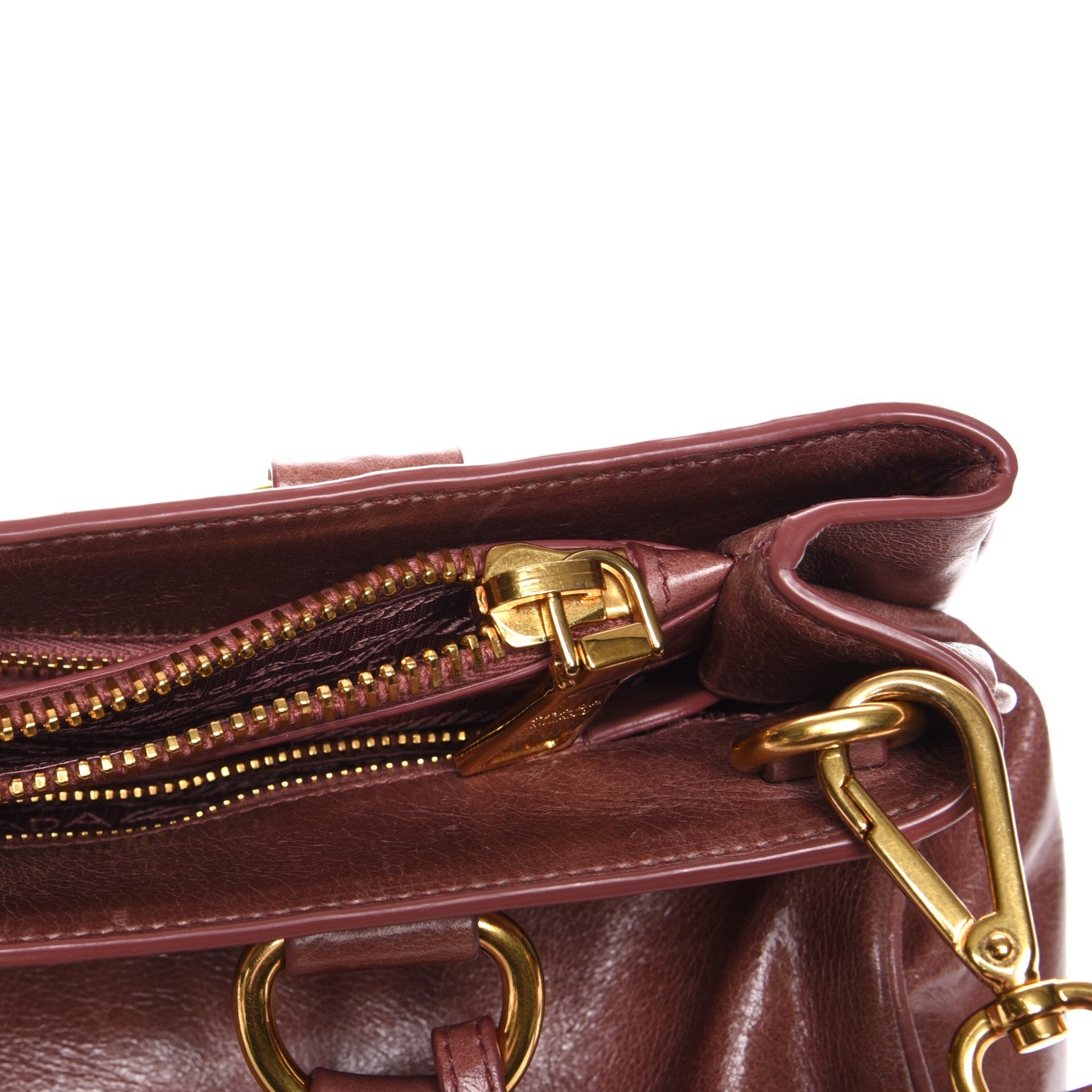Prada Vitello Shine Top Handle Bag Antico 13 of 14