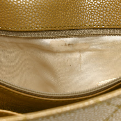Chanel Metallic Caviar Quilted Medium Single Flap Beige 12 of 18