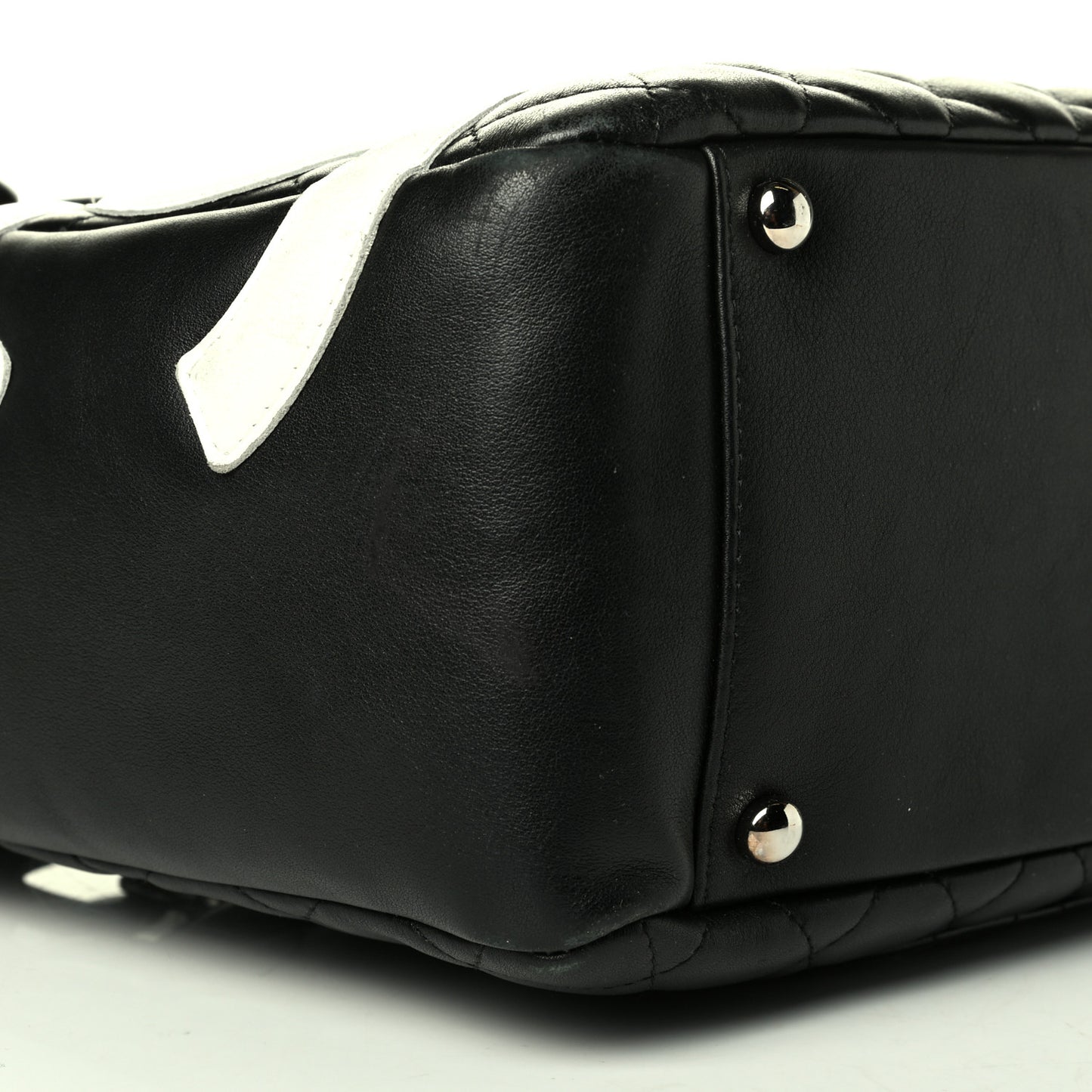 Calfskin Quilted Large Cambon Flap Black White
