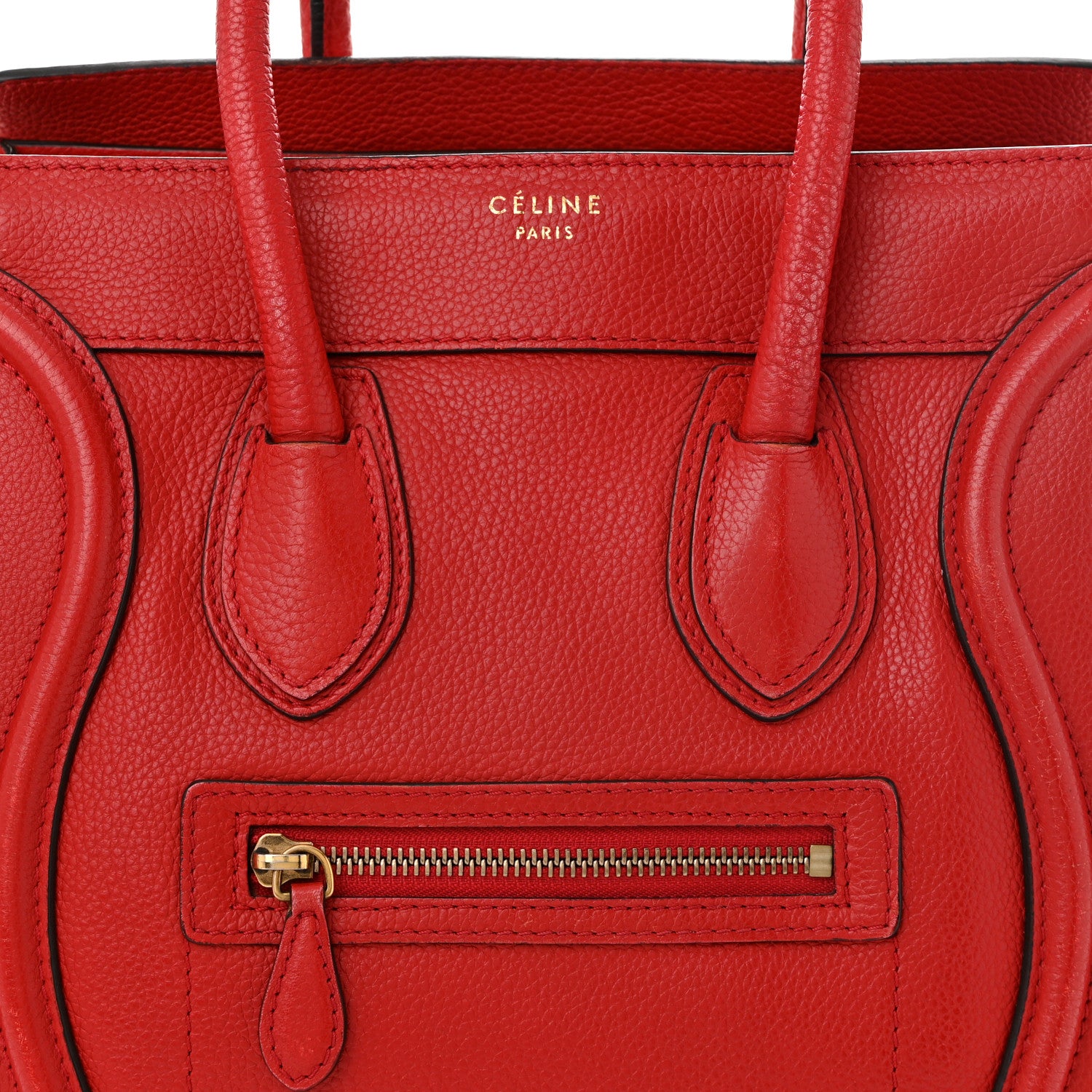 Celine Drummed Calfskin Micro Luggage Red 7 of 14