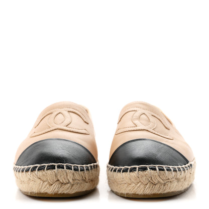 Chanel Lambskin CC Espadrilles 40 Beige Black 3 of 9