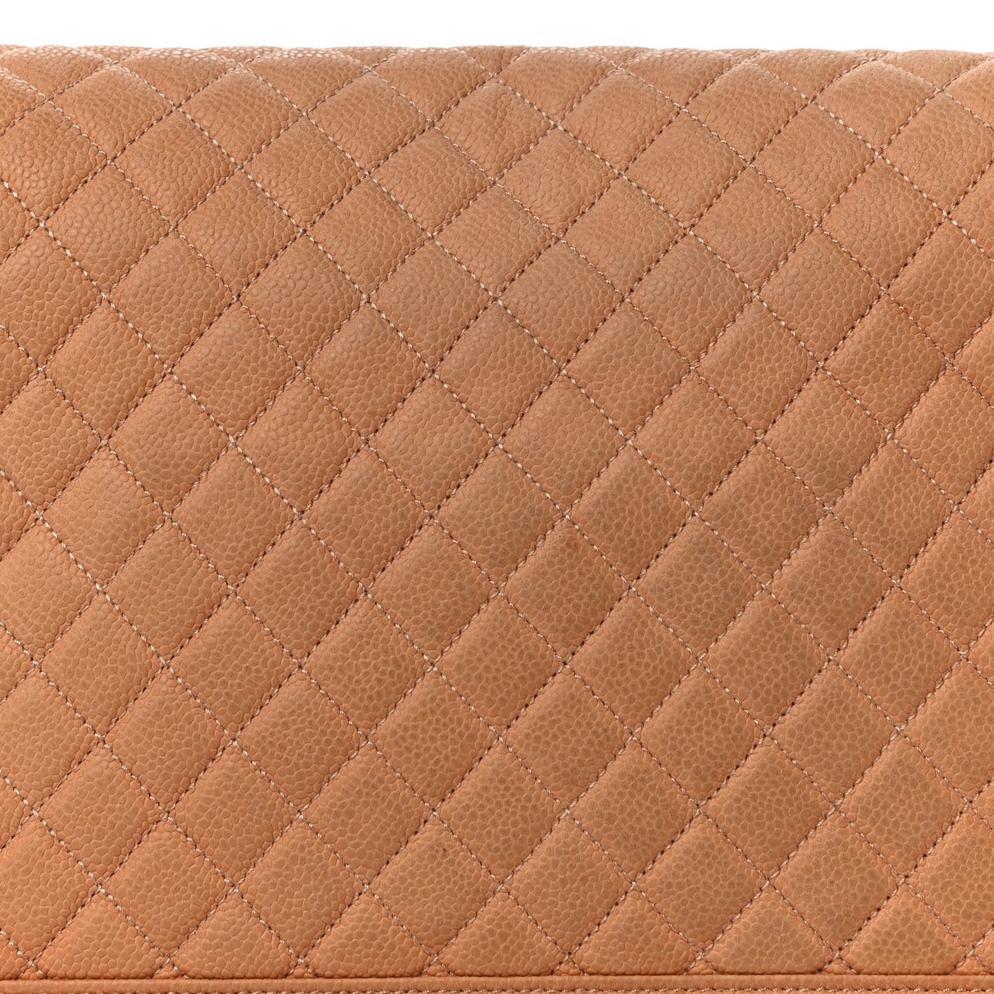 Iridescent Caviar Quilted Large Boy Flap Beige