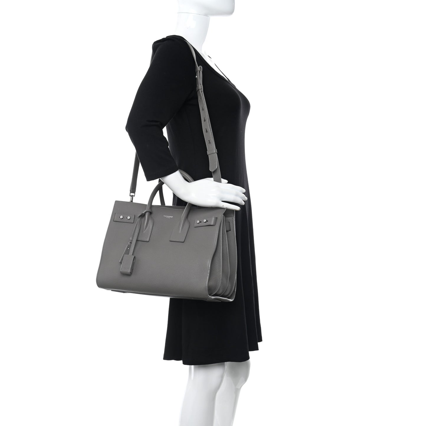 Grained Calfskin Small Supple Sac De Jour Mouse Grey