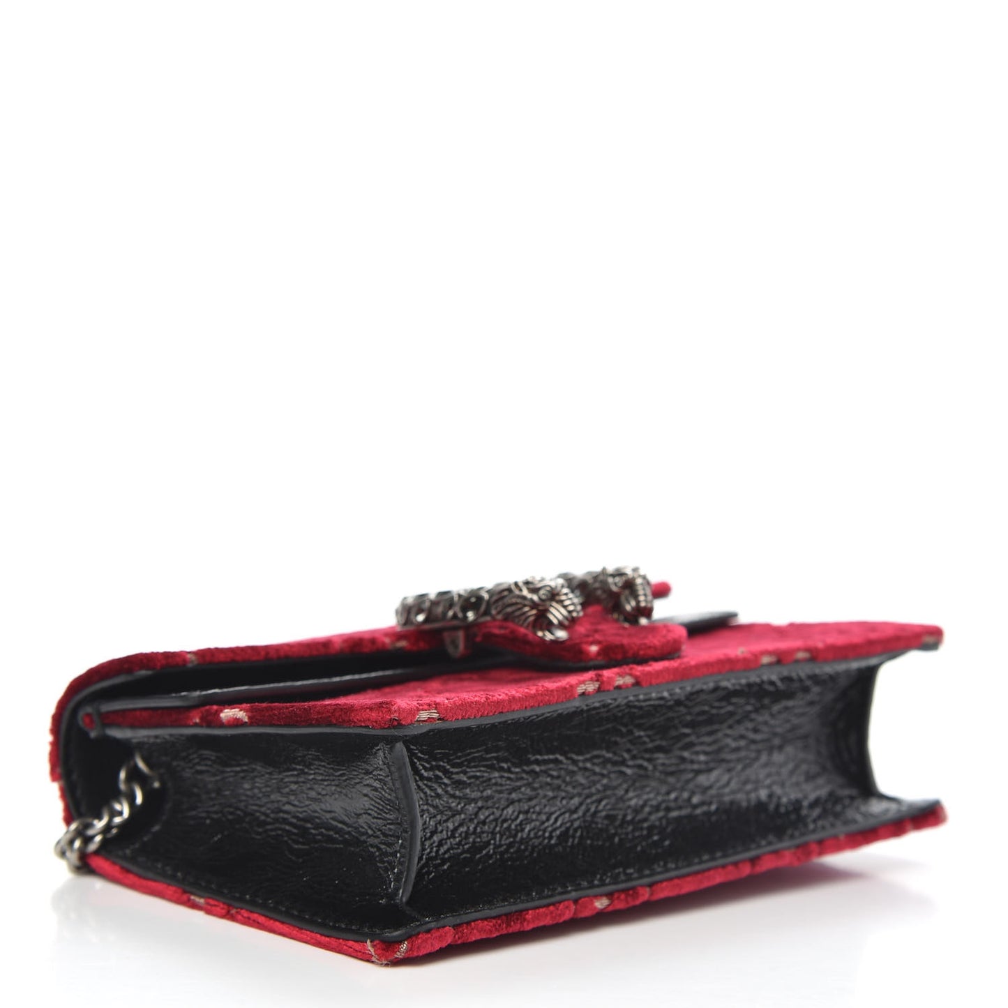 Velvet GG Monogram Super Mini Dionysus Shoulder Bag Red Cipria Black