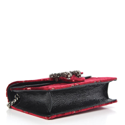 Gucci Velvet GG Monogram Super Mini Dionysus Shoulder Bag Red Cipria Black 4 of 8