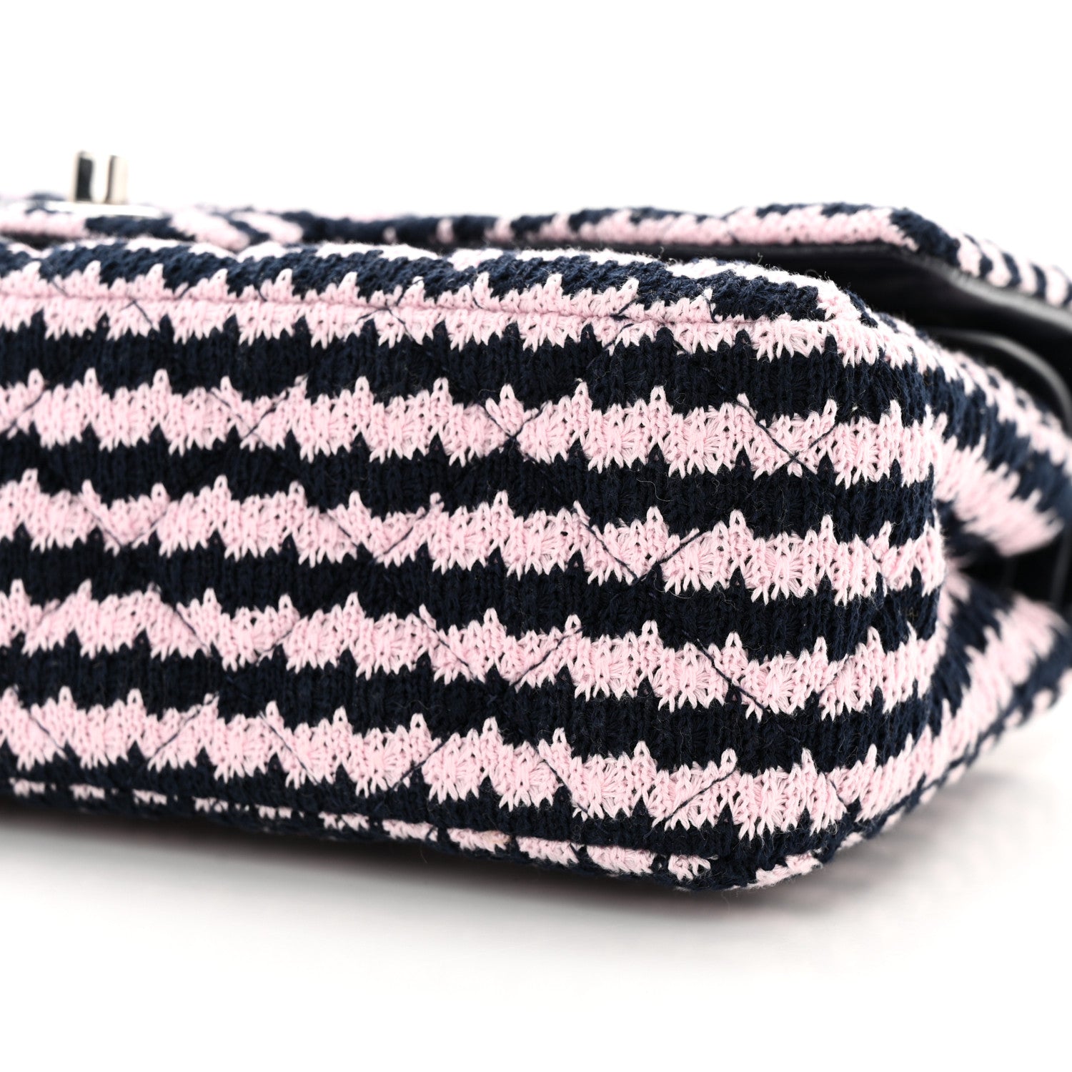 Chanel Tweed Quilted Medium Double Flap Pink Navy 10 of 12