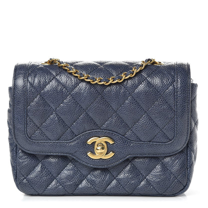 Chanel Crumpled Grained Calfskin Quilted Mini Two Tone Flap Blue 1 of 10