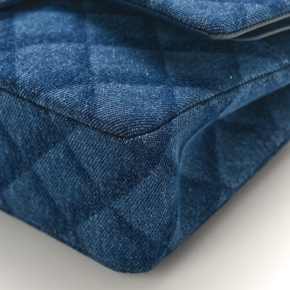 Chanel Printed Denim Quilted Medium Double Flap Dark Blue 9 of 9