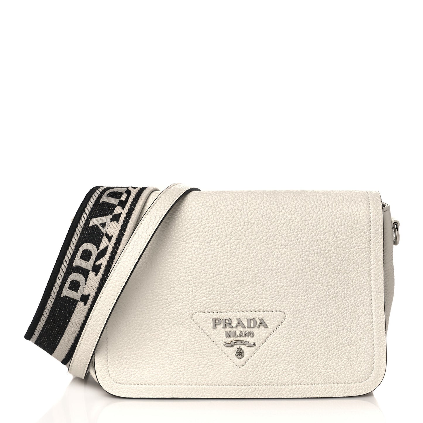 Vitello Daino Soft Flap Crossbody White