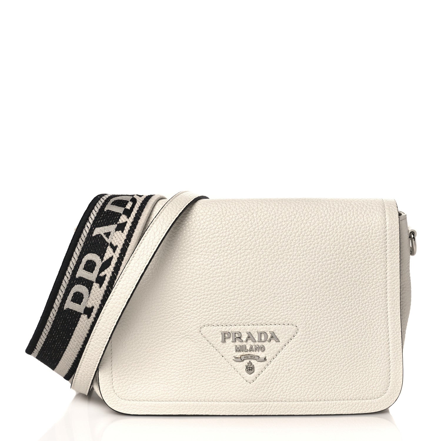 Prada Vitello Daino Soft Flap Crossbody White 1 of 8