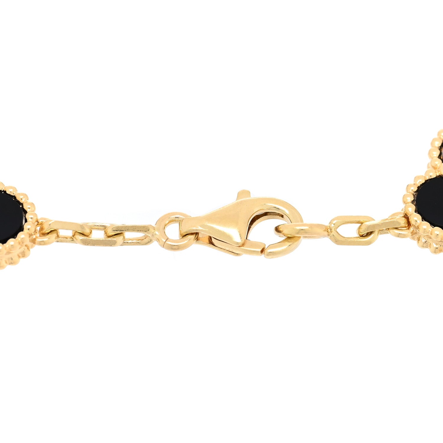 Van Cleef & Arpels 18K Yellow Gold Black Onyx 5 Motifs Vintage Alhambra Bracelet 3 of 4