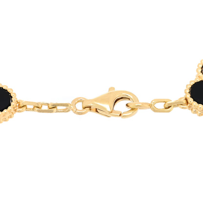 Van Cleef & Arpels 18K Yellow Gold Black Onyx 5 Motifs Vintage Alhambra Bracelet 3 of 4