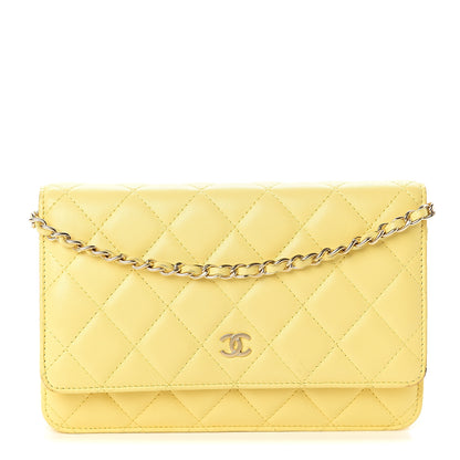 Chanel Lambskin Quilted Wallet on Chain WOC Yellow 1 of 7