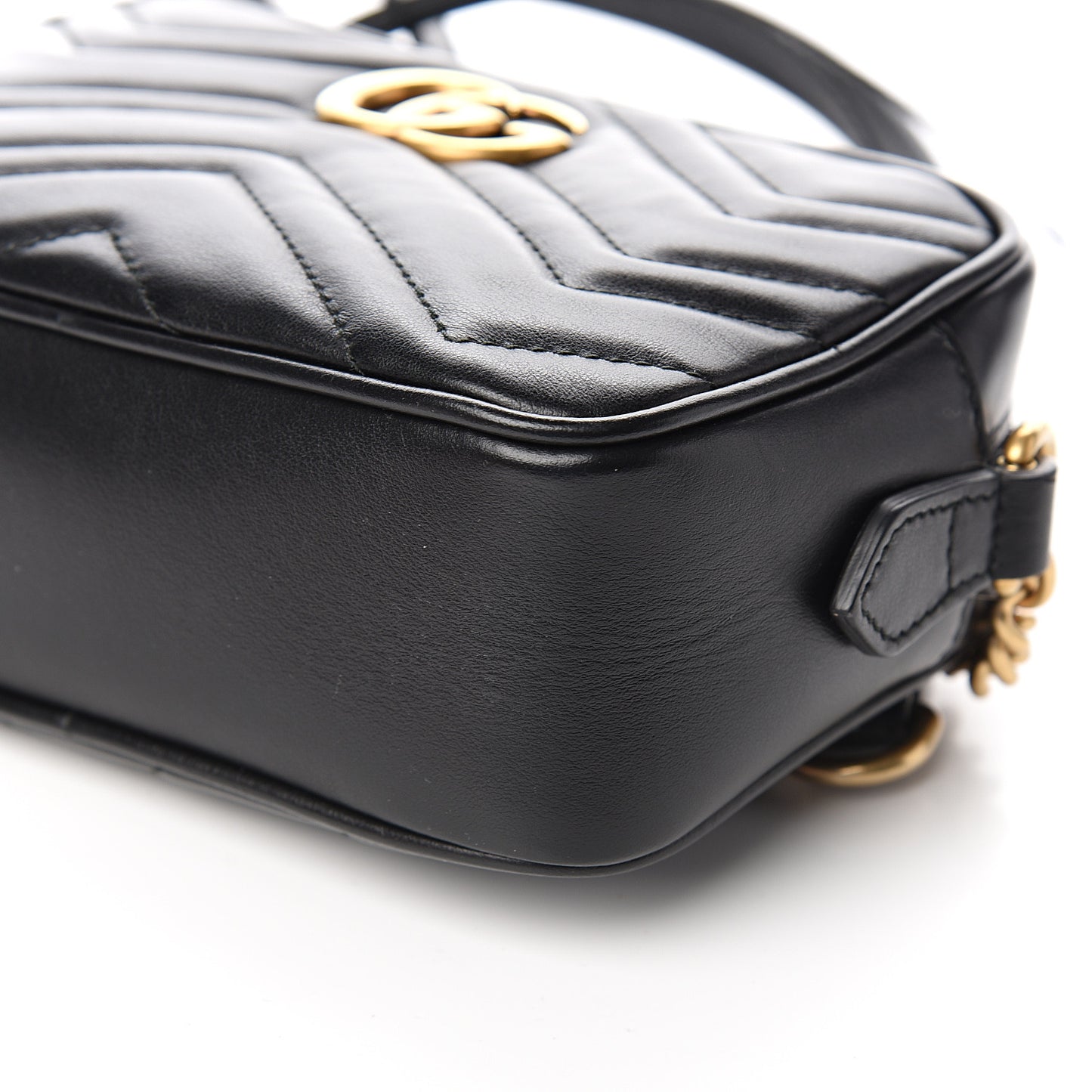Calfskin Matelasse Mini GG Marmont Chain Shoulder Bag Black