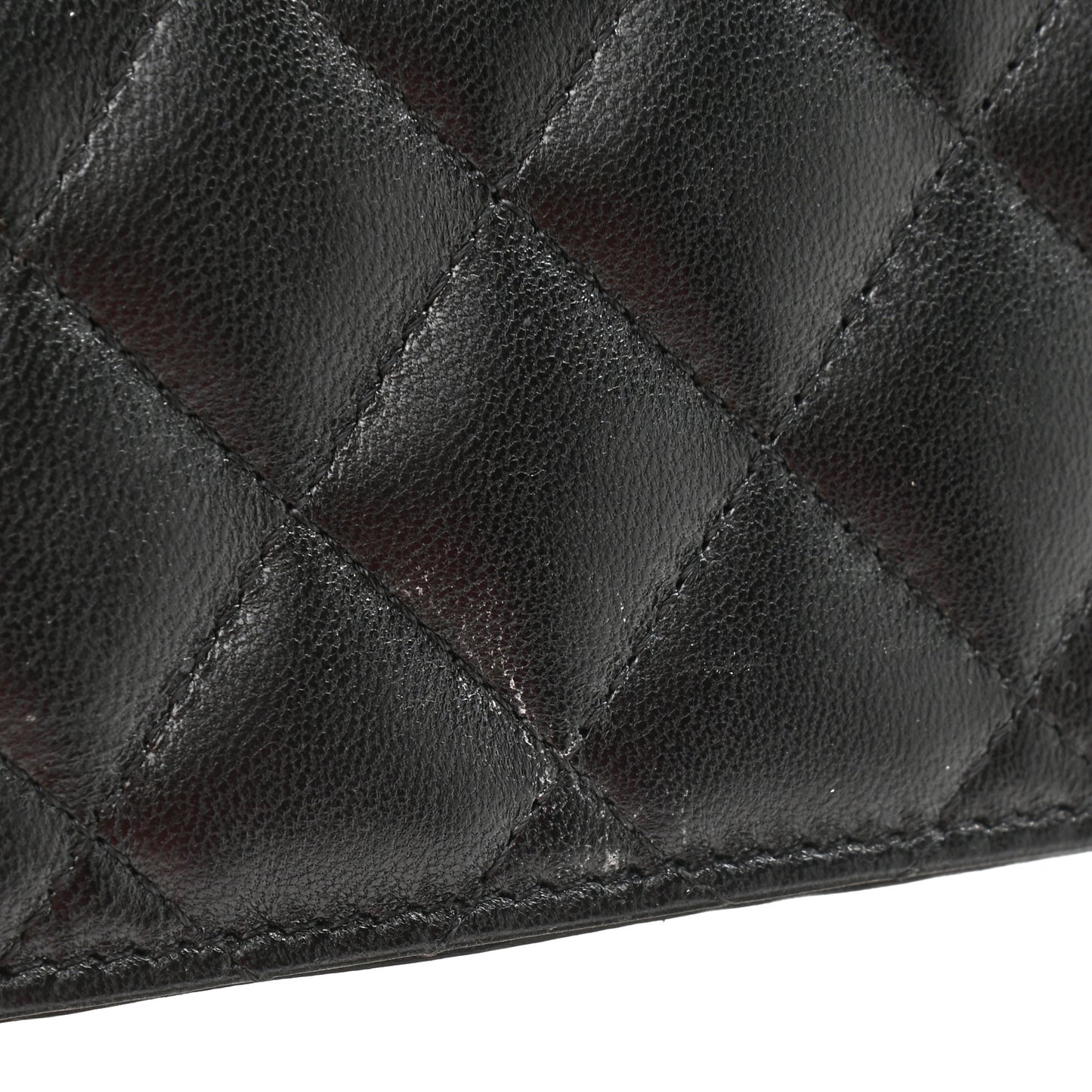 Lambskin Quilted Mini Camellia Bow Wallet On Chain WOC Black