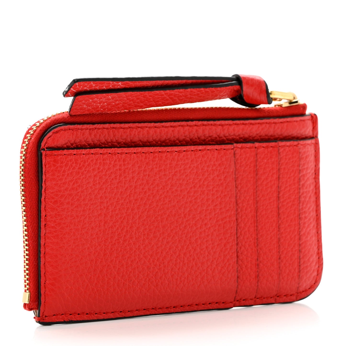 Grained Calfskin Medium Marcie Zip Card Holder Red