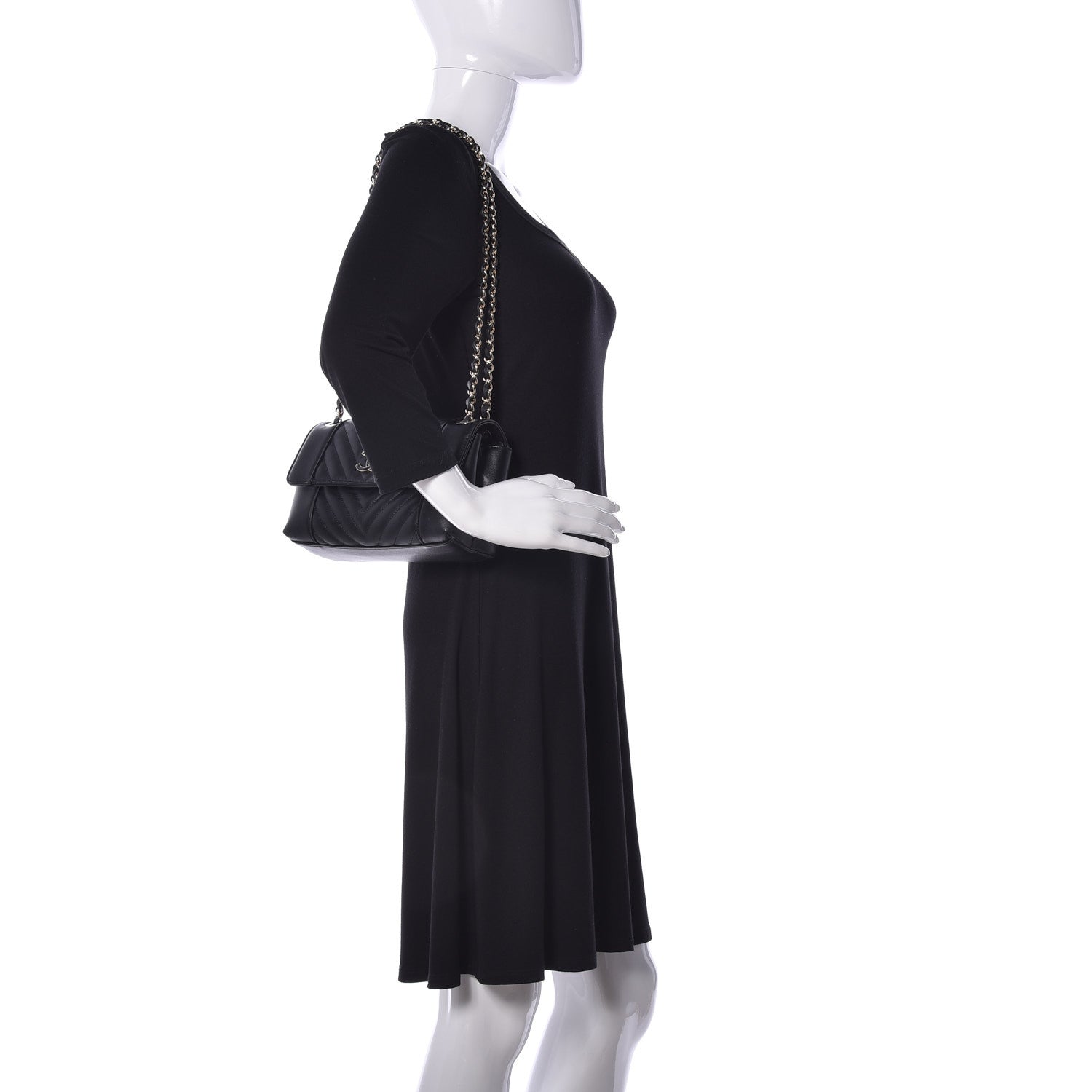 Chanel Calfskin Quilted Small Daily Chevron Flap Black 2 of 15