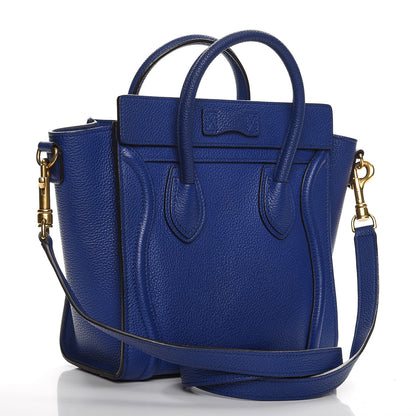 Celine Drummed Calfskin Nano Luggage Indigo 3 of 14