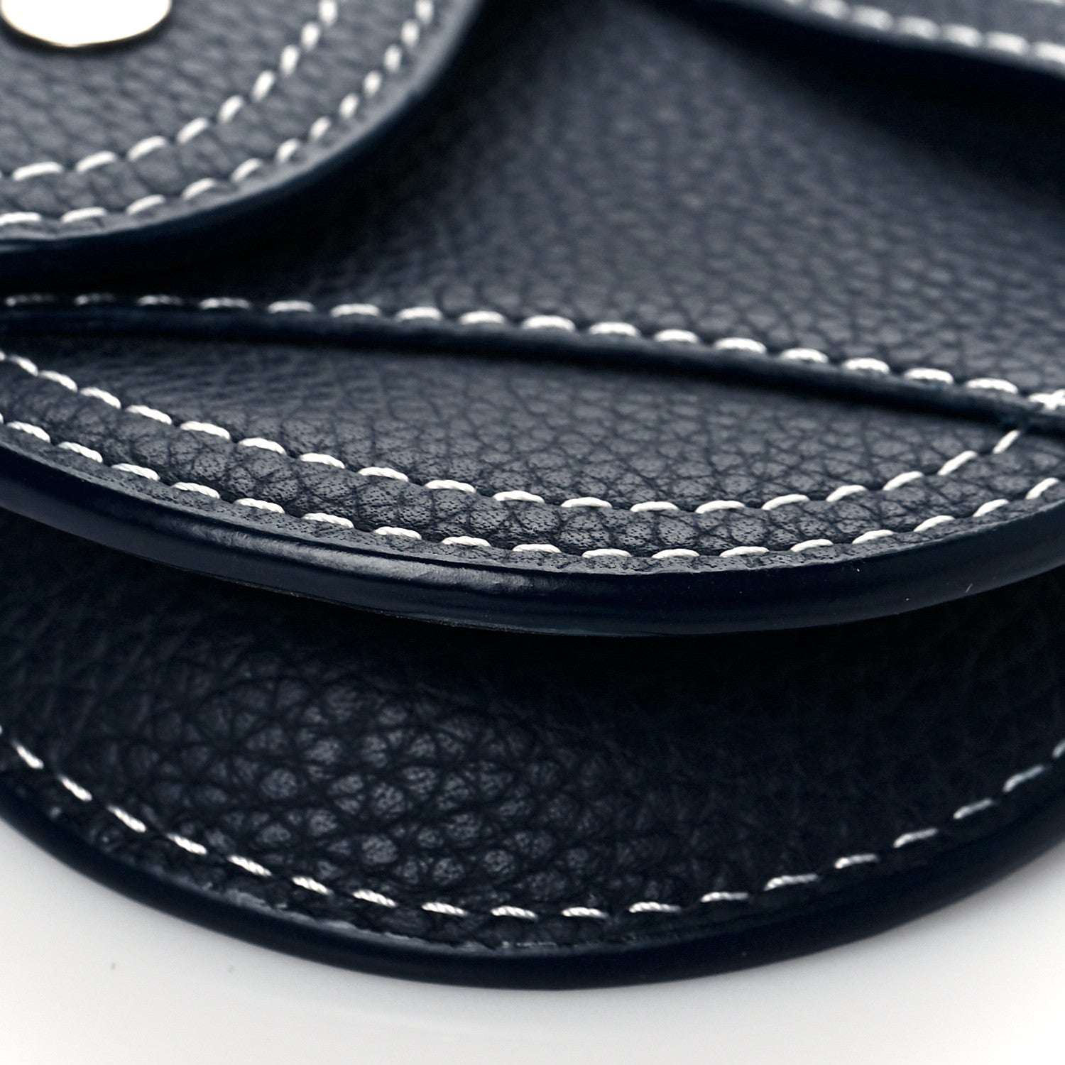 Christian Dior Grained Calfskin Saddle Mini Key Ring Navy Blue 8 of 9