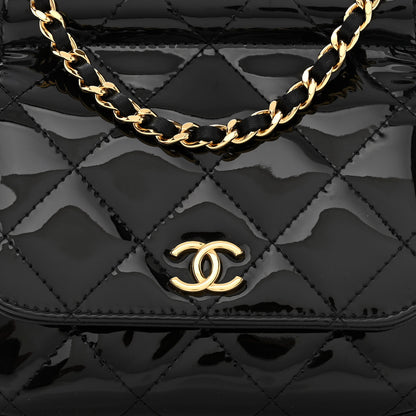 Chanel Patent Quilted Frame Clutch Flap With Chain Black 9 of 11