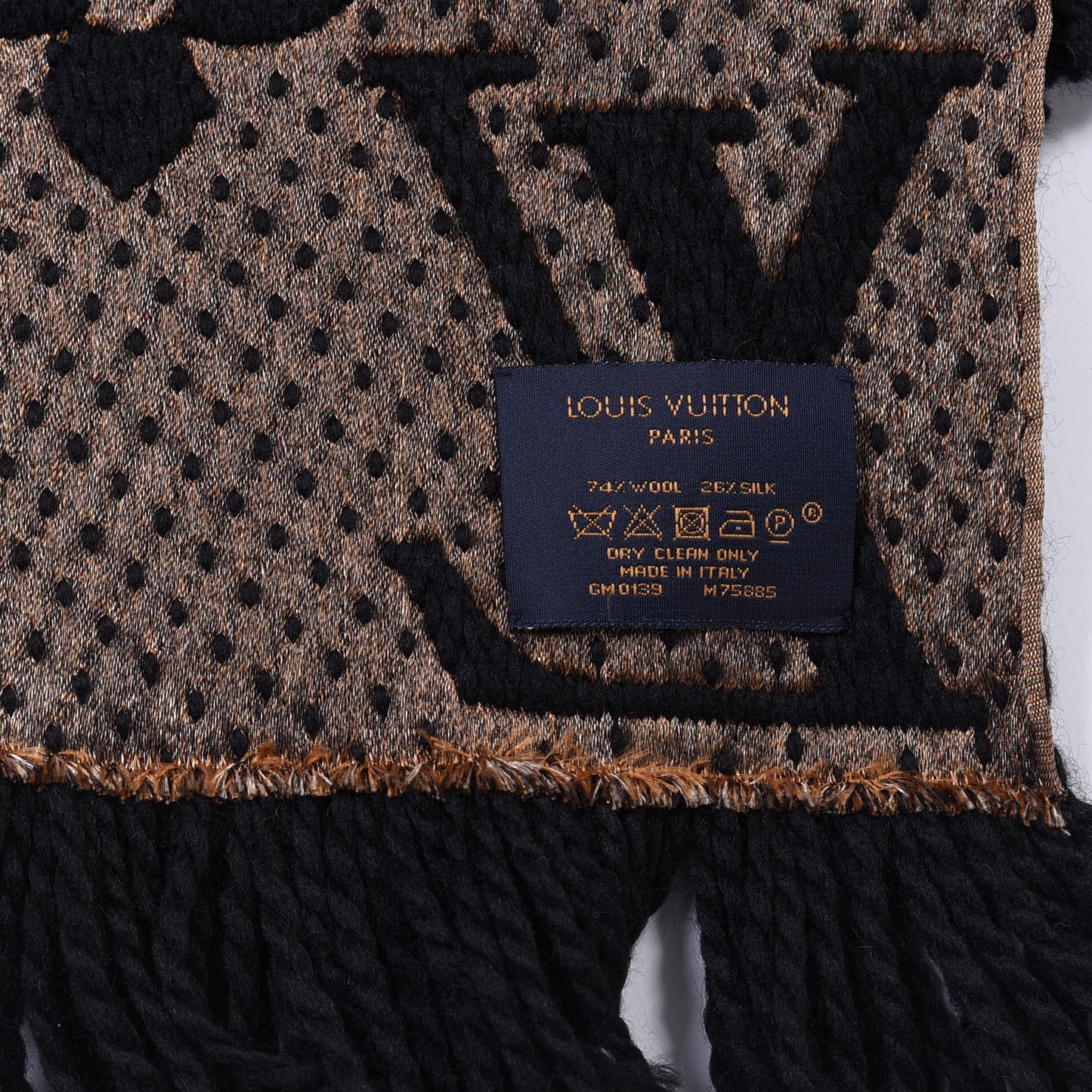 Wool Silk Monogram Giant Jungle Logomania Shine Scarf Black