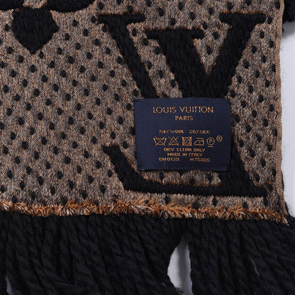 Louis Vuitton Wool Silk Monogram Giant Jungle Logomania Shine Scarf Black 3 of 4