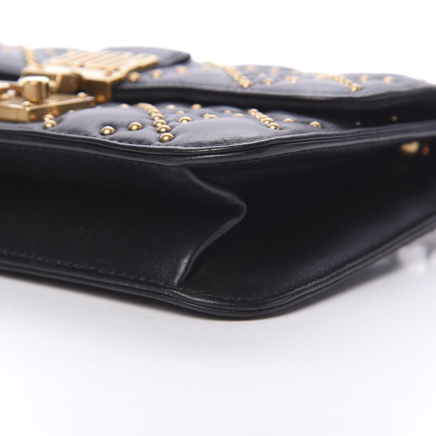 Lambskin Cannage Studded Small Dioraddict Flap Bag Black