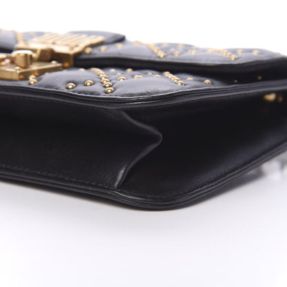 Christian Dior Lambskin Cannage Studded Small Dioraddict Flap Bag Black 9 of 13