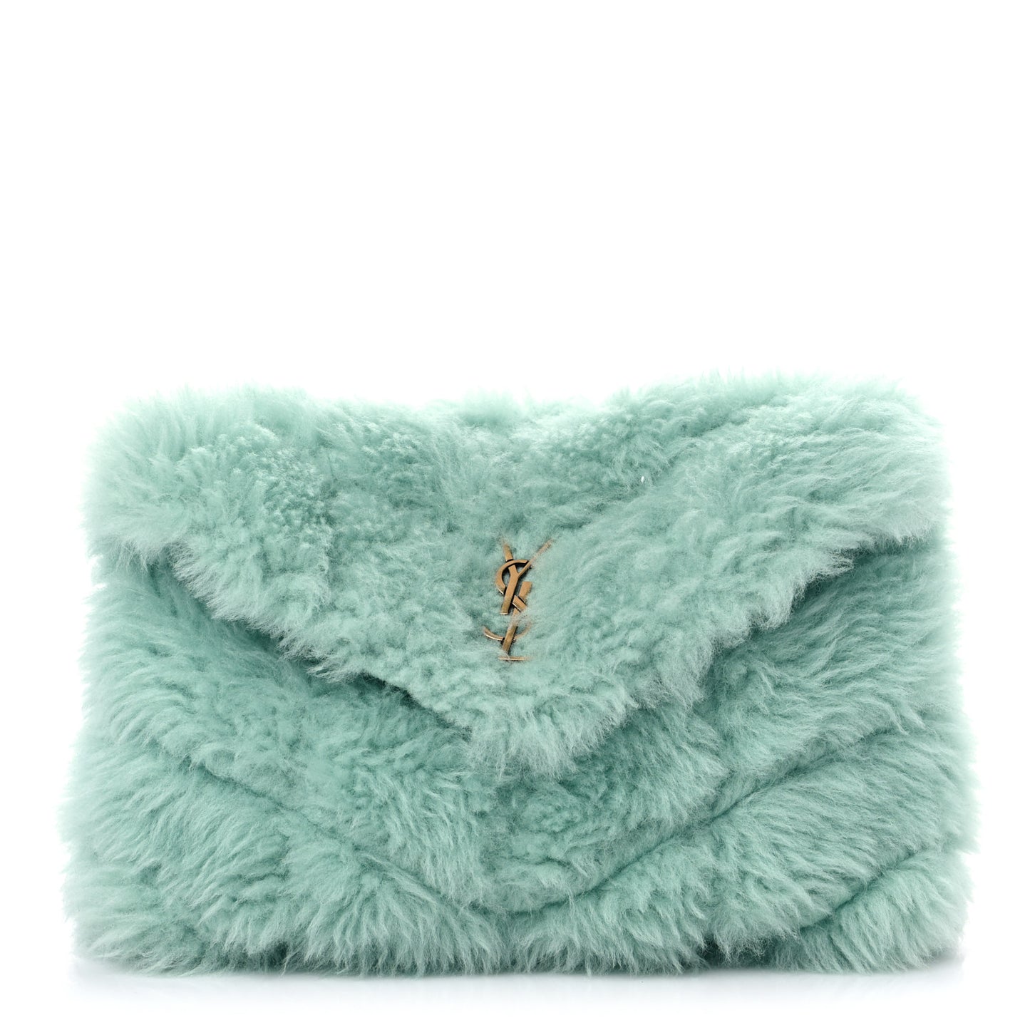 Shearling Quilted Monogram Loulou Puffer Pouch Clutch Iced Mint