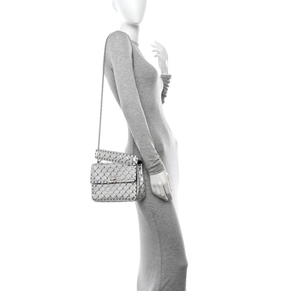 Valentino Garavani Metallic Nappa Medium Rockstud Spike Shoulder Bag Silver 2 of 10