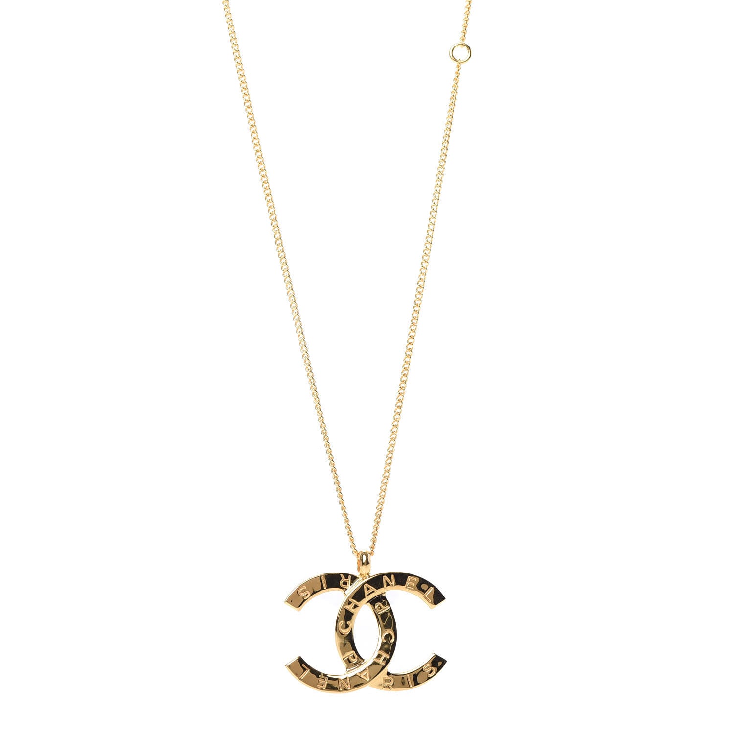 Chanel Metal CC Paris Button Necklace Gold 1 of 5