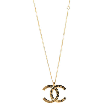 Chanel Metal CC Paris Button Necklace Gold 1 of 5