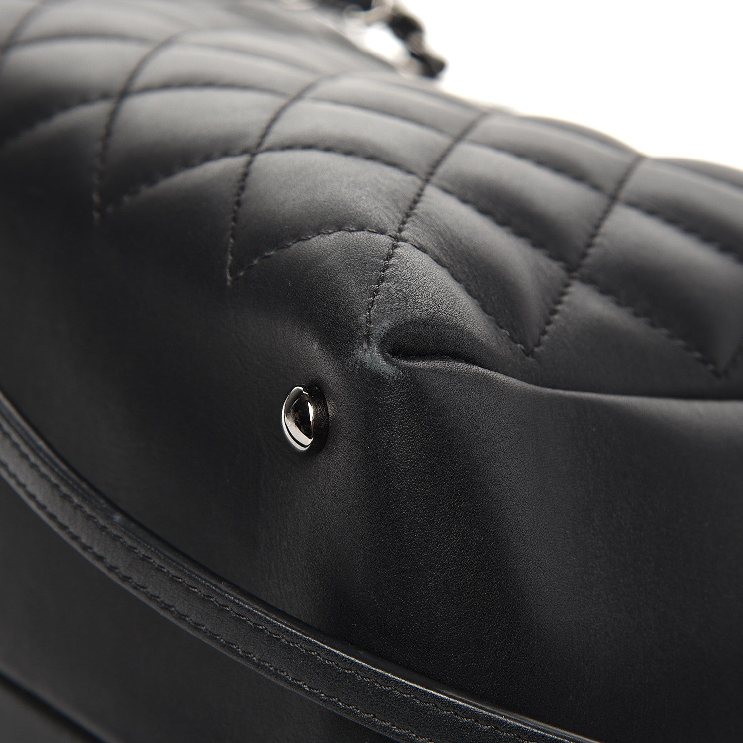 Chanel Calfskin Quilted Feather Weight Bowling Bag Black 14 of 15
