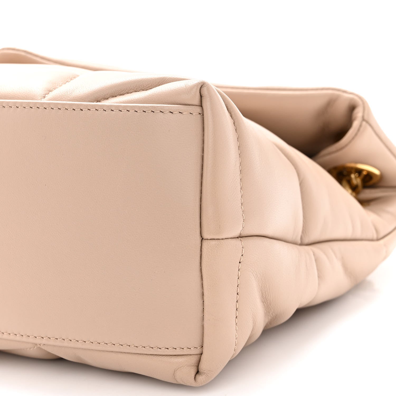 Saint Laurent Lambskin Quilted Small Loulou Puffer Monogram Chain Satchel Dark Beige 9 of 9
