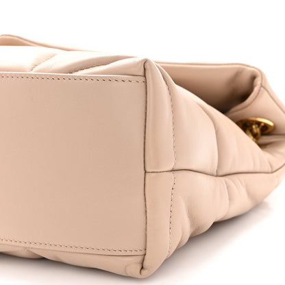Saint Laurent Lambskin Quilted Small Loulou Puffer Monogram Chain Satchel Dark Beige 9 of 9